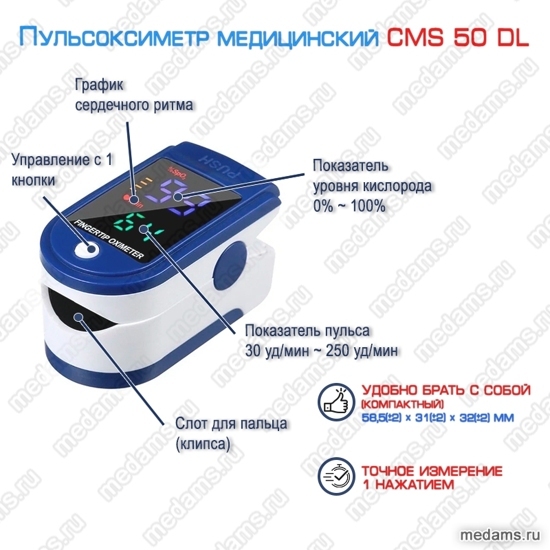 Пульсоксиметр медицинский CMS 50 DL